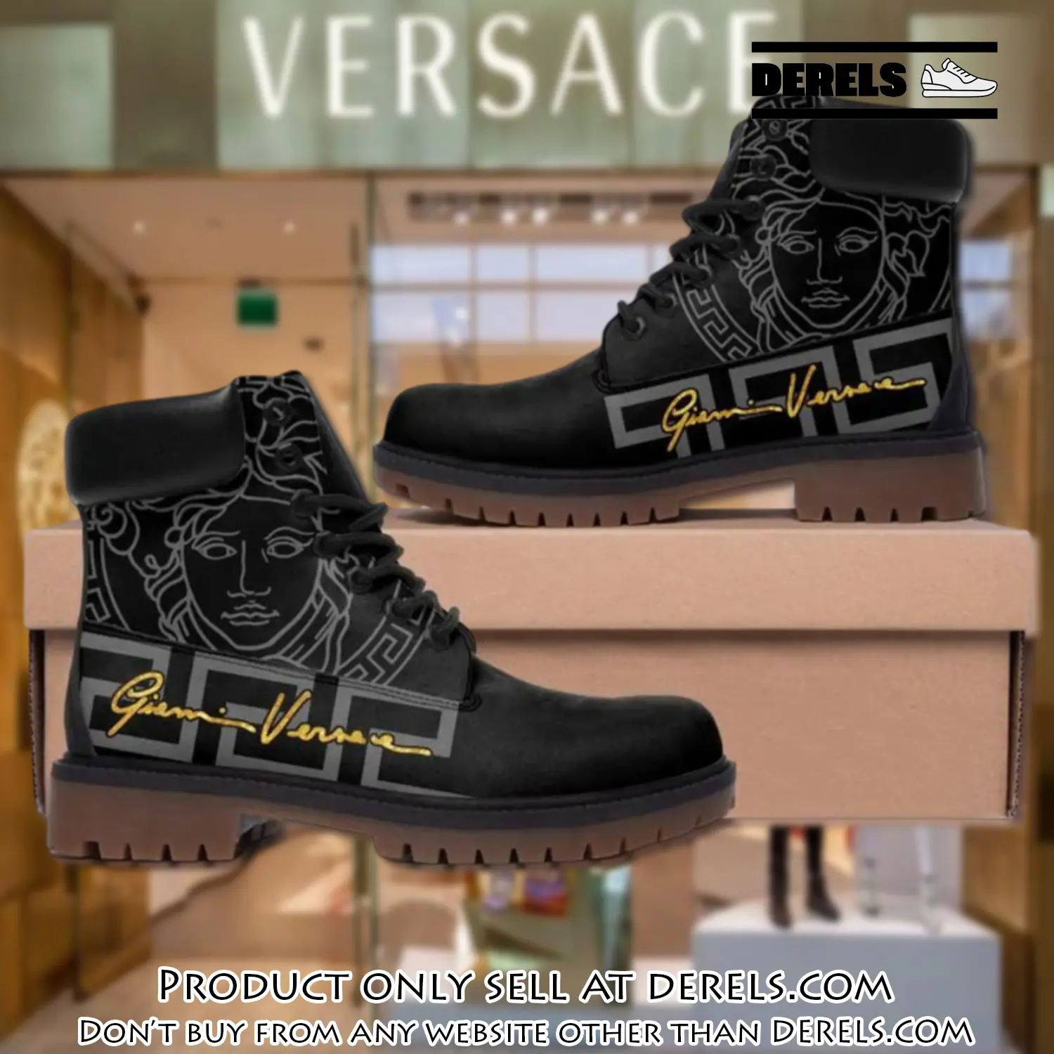 Gianni versace medusa pattern black luxury brand boots premium gifts for men women dr1410657